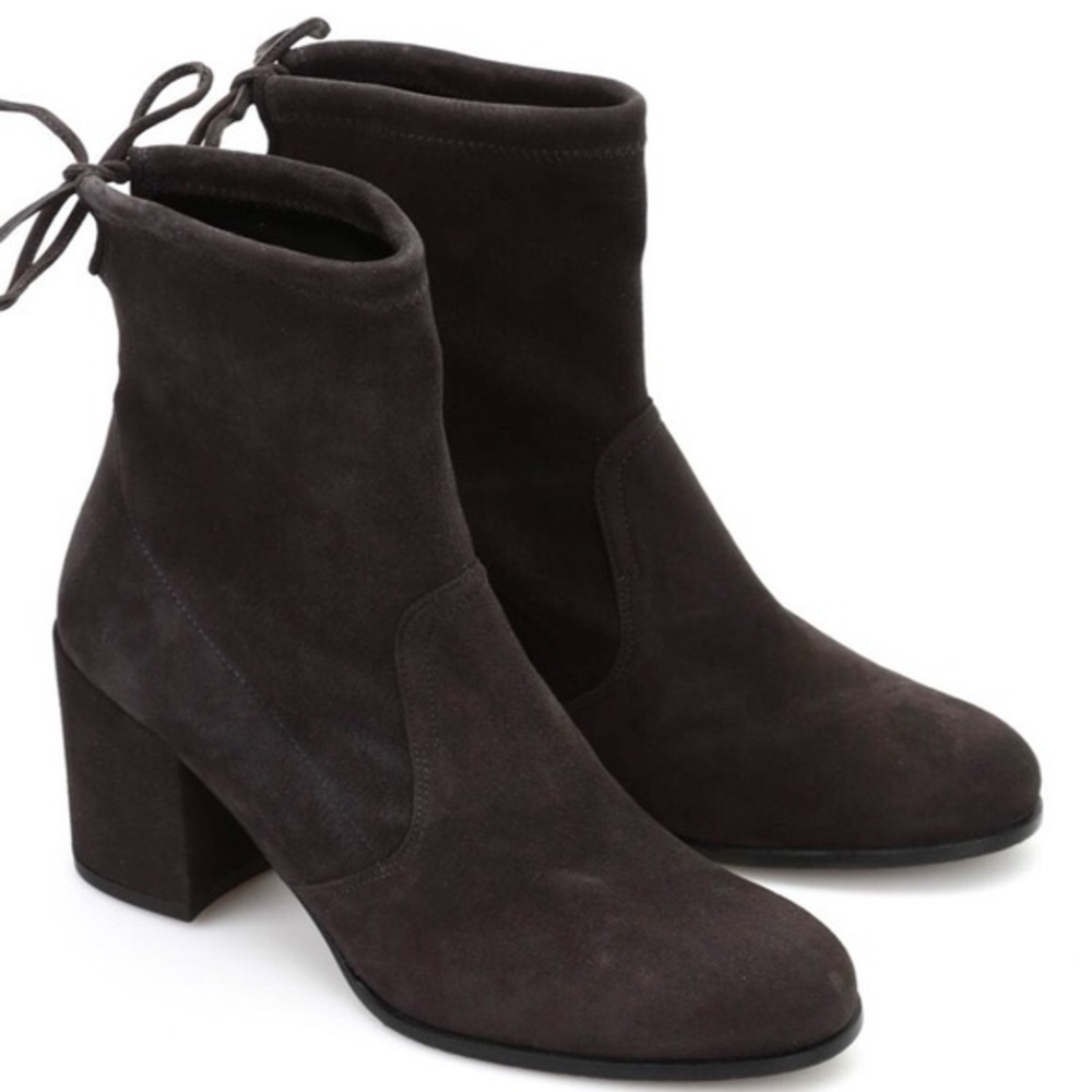 Stuart Weitzman Shorty Suede Leather Ankle Boots - Dark Grey